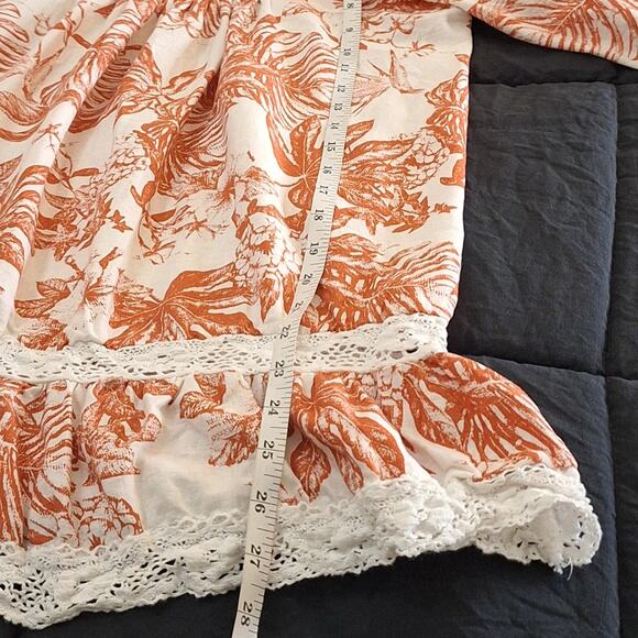 Nicole Miller Artelier Shirt Women Small Tropical Lace Linen Blend Floral Beachy - Picture 5 of 7